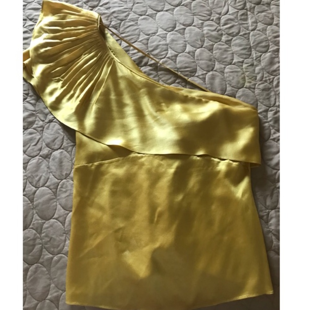 BCBGMaxAzria Gold One-Shoulder Top